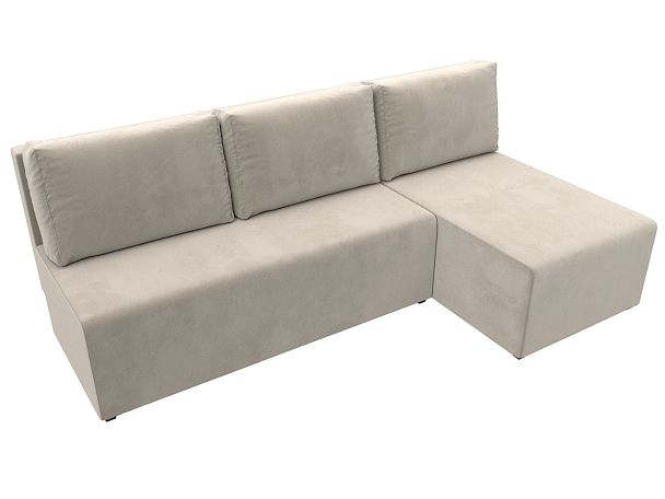 Угловой диван Поло правый (полностью микровельвет бежевый) - Вид 5