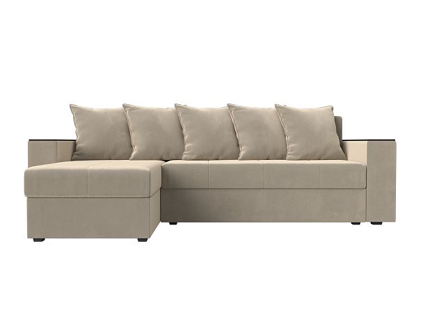 Диван угловой Дубай Лайт угол левый (полностью микровельвет бежевый) - Вид 2