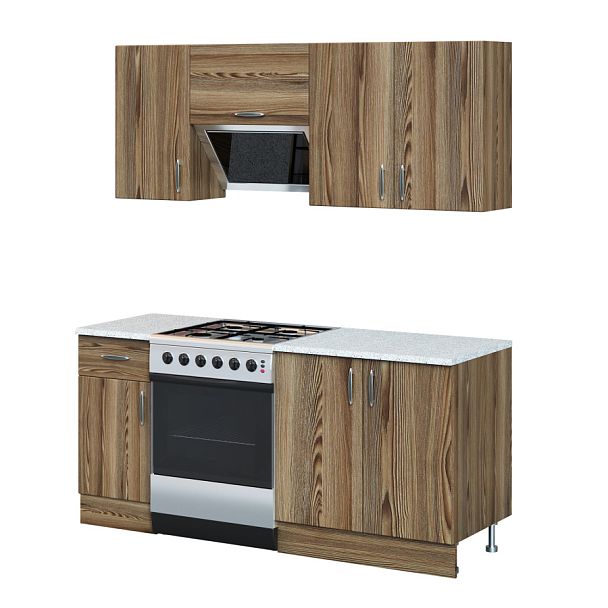 Композиция "Модульная кухня Ясень Рибейра"  ПК-ПЛМ-КОМП№4-В1-1154 ясень рибейра+ракушки - Вид 1