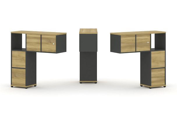 Concept Надставка низкая CN.DNN-004 Дуб Винченцо/Антрацит/Металл Антрацит 1099*365*1130 - Вид 1