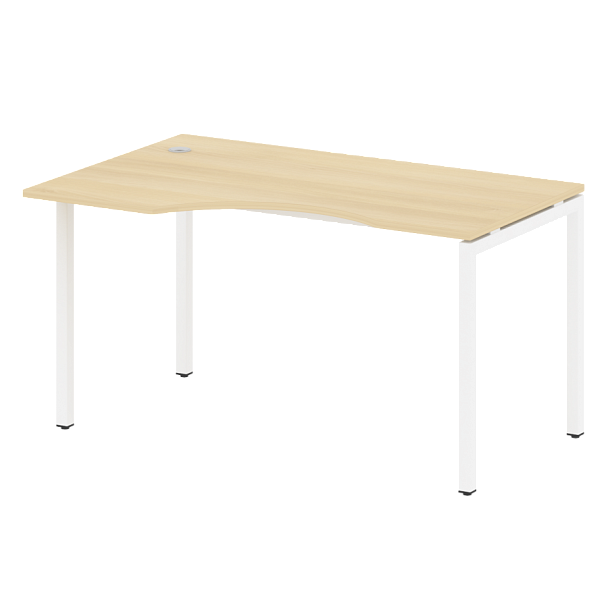Metal System Quattro Стол криволинейный левый на П-образном м/к 40БП.СА-2 (L) Акация/Белый металл 1400*900*750 - Вид 1