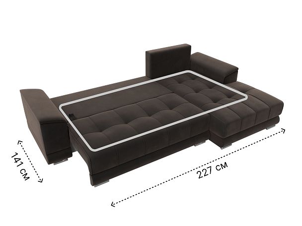 Угловой диван НордСтар правый угол Велюр коричневый - Вид 10