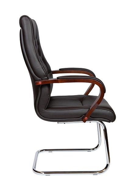 Кресло офисное Боттичелли CF / дерево /  тем, коричневая кожа - Вид 3