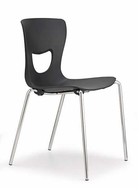 Стул PLUTO (4 ножки) каркас хром, черный - Вид 1
