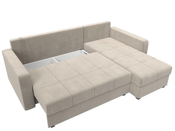 Диван угловой Ливерпуль Лайт правый угол Микровельвет бежевый - Вид 7
