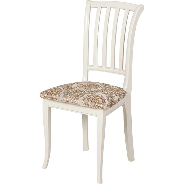 Стул деревянный с мягким сиденьем Бэль Слоновая кость/Бежевый жаккард - Вид 1