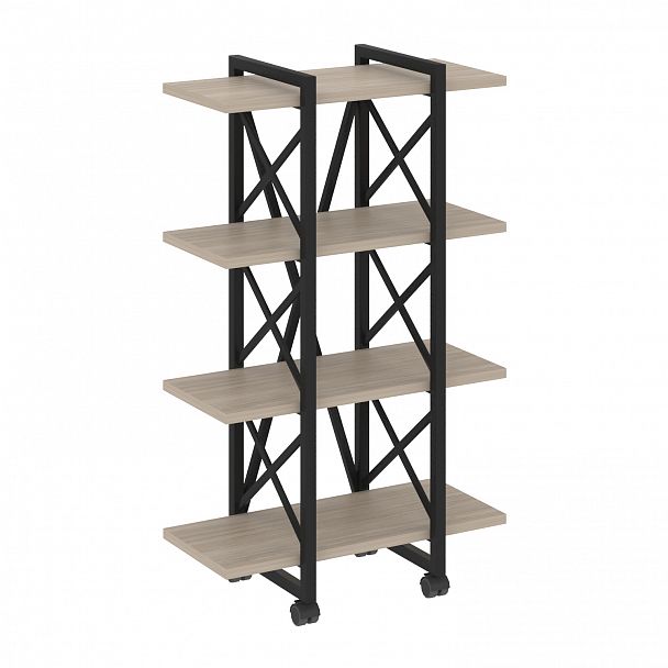 Стеллаж на колесах "Loft" VR.L-MST.K-4.4V дуб аттик/черный - Вид 1