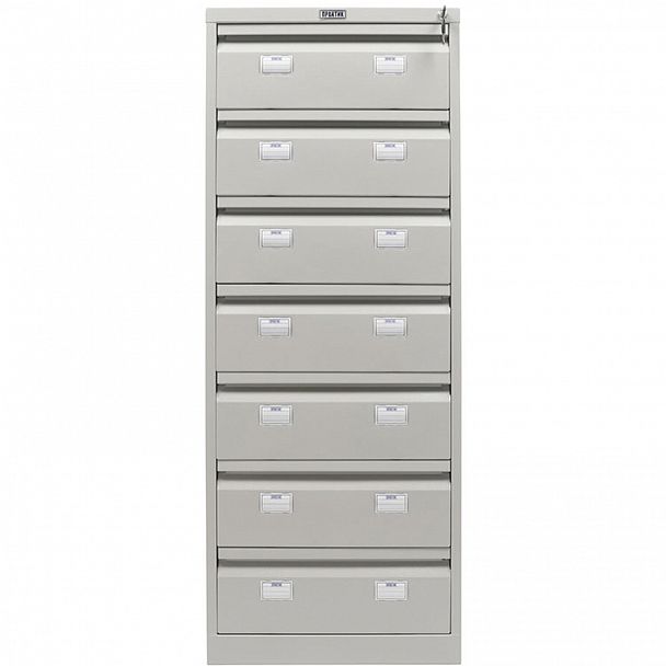 Шкаф картотечный ПРАКТИК "AFC-07", 1327х515х631мм, 7 ящиков под формат А5 (210х149 мм), формат папок Foolscap или A4 (БЕЗ ПАПОК) - Вид 5