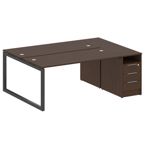 Metal System Quattro Р. ст. с тумбой на О-образном м/к 50БО.РС-СТП-2.4 Венге/Антрацит металл 2012*1475*750 - Вид 1