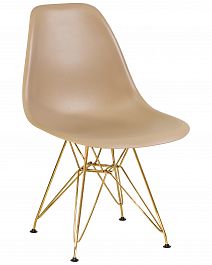 Стул обеденный DOBRIN DSR (ножки золотые, цвет бежевый (GR-03)) - Фото предпросмотра