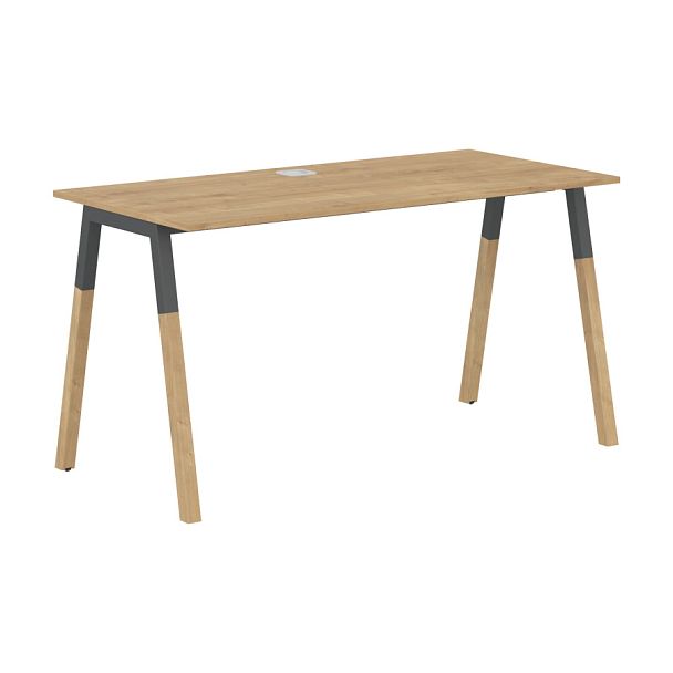 Стол FST 1367 Дуб Гамильтон/Антрацит-Бук 1380х670х733 FORTA - Вид 1