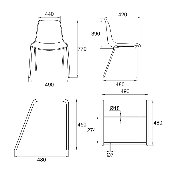 Стул Venezia (4 ножки) каркас черный, черный, РП+ИК, стопируемый - Вид 2