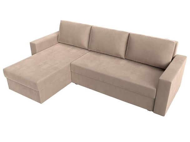 Угловой диван Траумберг Лайт левый (полностью велюр бежевый) - Вид 5