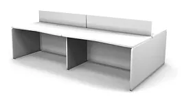 RAC013-28x16 ACCORD Эргономичный бенч, 4 места, экран, без загл-к 2800х1600х735 Белый премиум - Фото предпросмотра