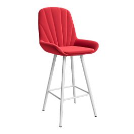 Стул ЮККИ Основание №5 Барный конус Белое Велюр тип 2 Красный - Фото предпросмотра