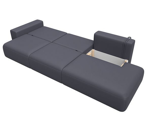 Диван прямой Лига-036 НПБ Модерн Лонг подлокотник слева Экокожа серый - Вид 9