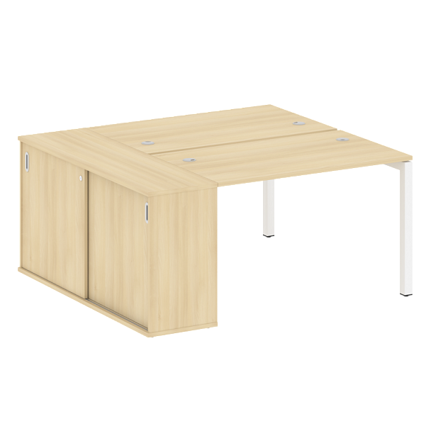 Metal System Quattro Р. ст. с шкафом-купе на П-образном м/к 50БП.РС-СШК-1.2 Т Акация/Белый металл 1610*1475*750 - Вид 1