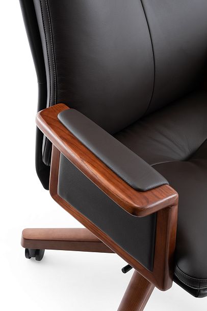 Кресло офисное Vivaldi black / черная кожа / деревянная крестовина - Вид 2