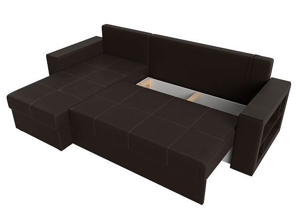 Диван угловой Дубай Лайт угол левый (полностью экокожа коричневая) - Вид 8