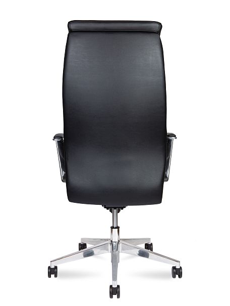 Кресло офисное / Davos Black / алюминиевая  база / черная экокожа - Вид 2