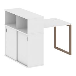 Metal System Quattro Стол письменный с шкафом-купе на О-образном м/к 40БО.РС-СШК-3.1 Т Белый/Мокко металл 1410*1120*1098 - Фото предпросмотра