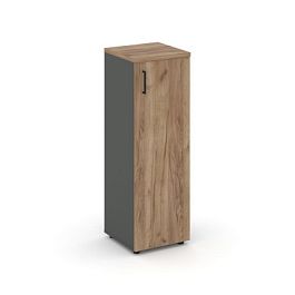 Style Project Шкаф средний узкий SN.STU-204(R) Антрацит/Дуб Табак/Черный Ручки 400*400*1203 - Фото предпросмотра