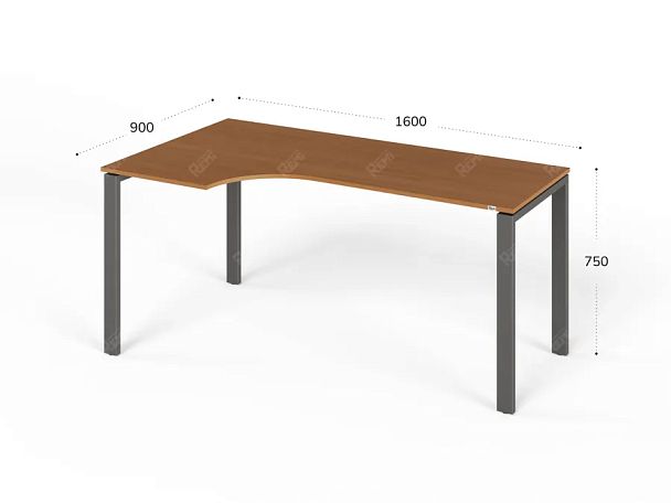 UNITY РМСУ9-16L ВИШНЯ Стол на металлокаркасе угловой левый 1600х900х750 - Вид 1