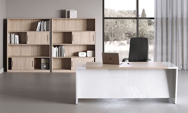 Стеллаж низкий, глянец Asti 135x45x85,8 вяз белый - Вид 3