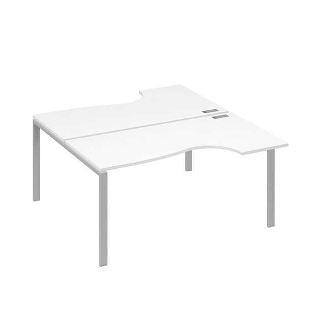 Станция на каркасе UNO (2х160) столы Классика A4 А4 Б1 185 БП белый премиум / металлокаркас серый - Вид 1