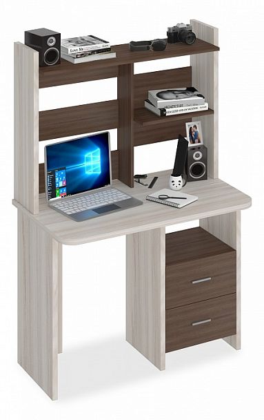 Стол компьютерный Домино Lite СКЛ-Прям100Р+НКЛ-100 Карамель/Шамони - Вид 1