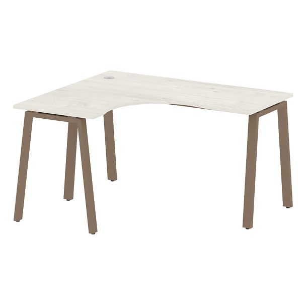 Metal System Стол криволинейный левый на А-образном м/к БА.СА-3 (L) Дуб наварра/Мокко металл 1400*1200*750 - Вид 1