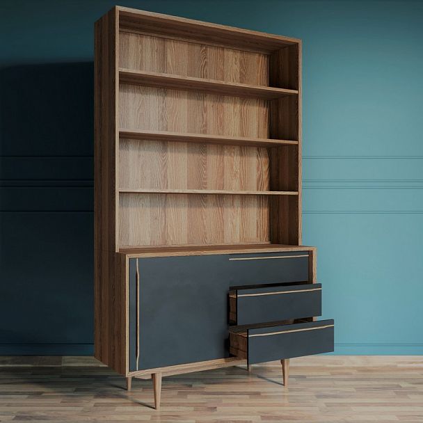 Стеллаж "Bruni Black" с дверками BR-01 - Вид 3