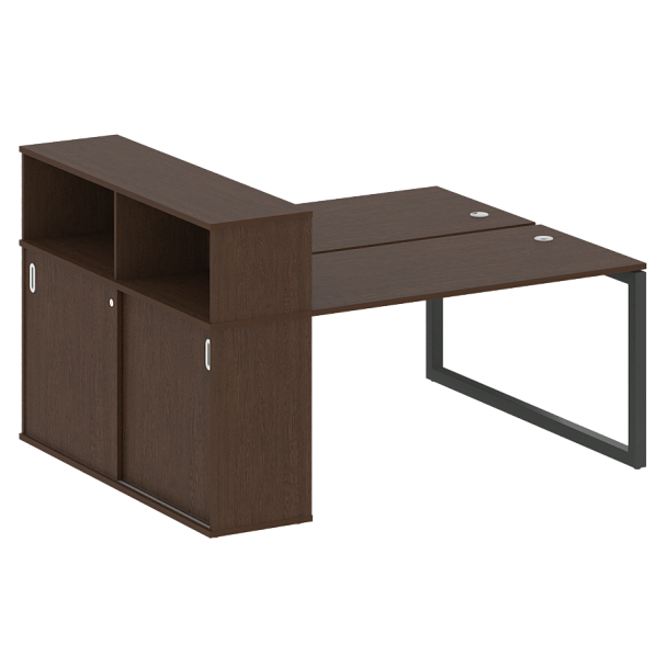 Metal System Quattro Р. ст. с шкафом-купе на О-образном м/к 50БО.РС-СШК-2.3 Т Венге/Антрацит металл 1810*1475*1098 - Вид 1