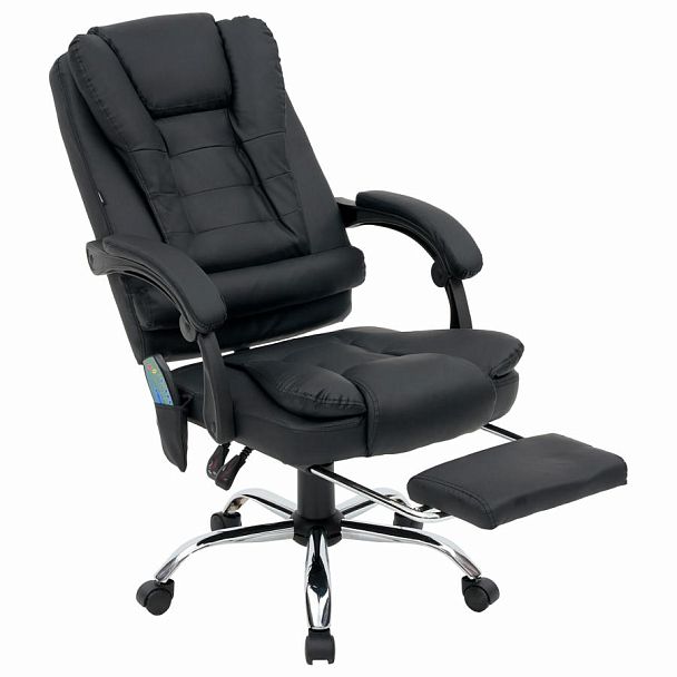 Кресло офисное CROMEX "Lounge MS-007", подножка, 6 массажных модулей, экокожа, черное, 532960 - Вид 11