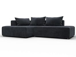 Диван угловой Лига-103 НПБ угол левый Велюр серый - Фото предпросмотра