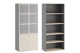 Шкаф для бумаг со стеклом (стекло в раме) Tess 90x45x207 дуб шамони светлый - Фото предпросмотра