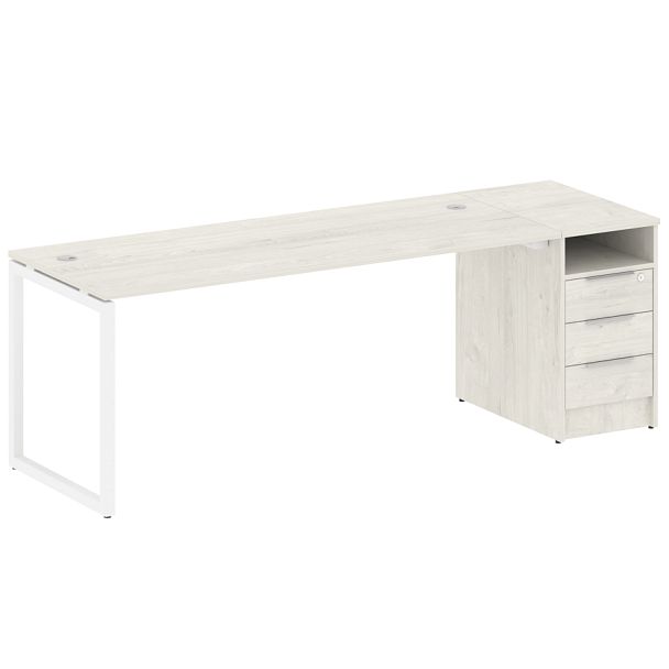 Metal System Quattro Р. ст. с тумбой на О-образном м/к 40БО.РС-СТП-1.5 Дуб наварра/Белый металл 2212*720*750 - Вид 1