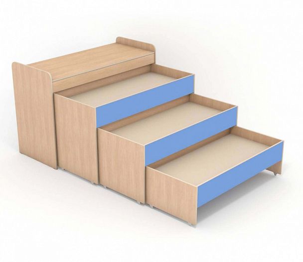 Кровать 3-х ярусная выдвижная с тумбой "715.1" - Вид 1