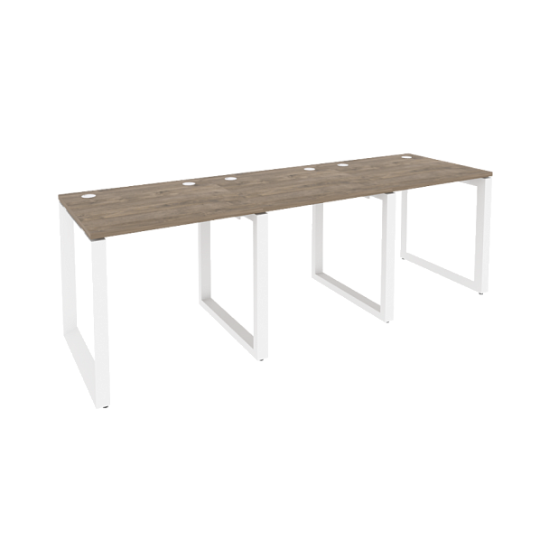 Onix Рабочая станция на О-образном м/к O.MO-RS-3.0.7 Тиквуд темный/Белый металл 2340*720*750 - Вид 1