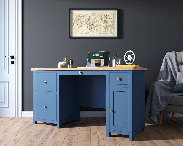 Большой рабочий стол "Jules Verne" с узкой тумбой JV14ETGB - Вид 4