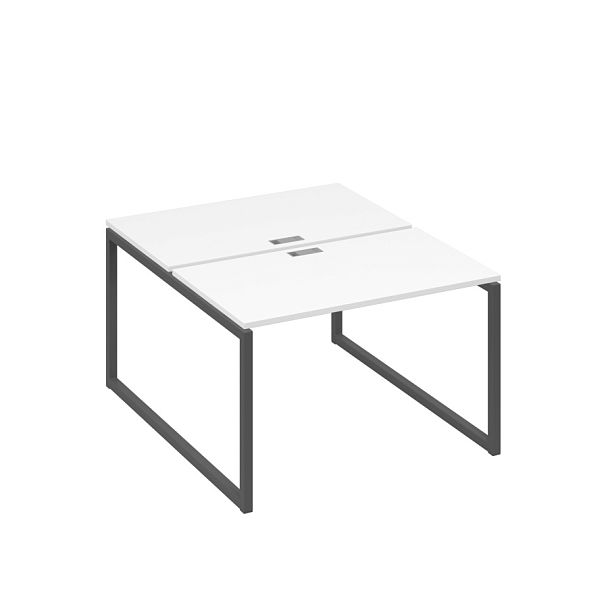 Рабочая станция 2х120 на металлокаркасе QUATTRO A4 А4 Б4 173 БП белый премиум / металлокаркас антрацит - Вид 1