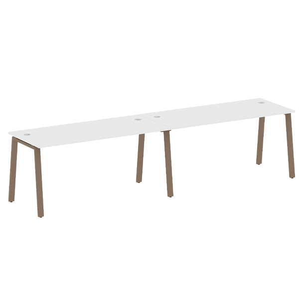 Metal System Р. ст. на 2 раб. места на А-образном м/к БА.СМ-2.4 Белый/Мокко металл 3200*720*750 - Вид 1