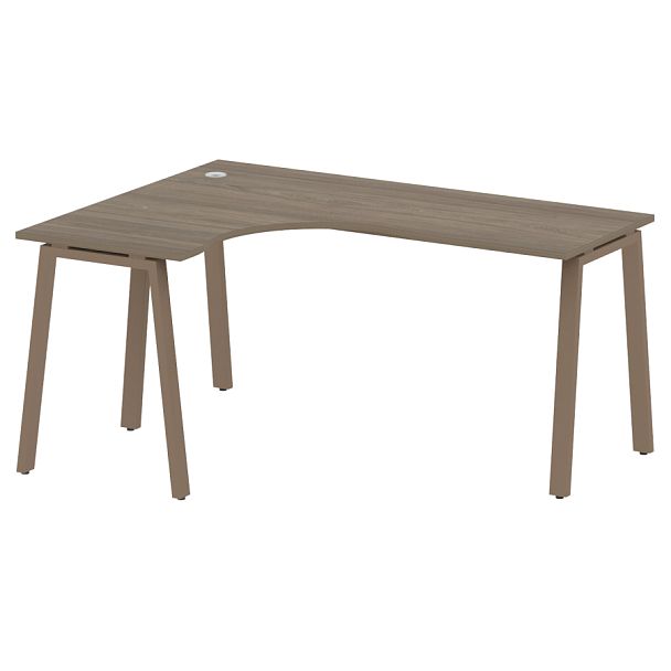 Metal System Стол криволинейный левый на А-образном м/к БА.СА-4 (L) Вяз/Мокко металл 1600*1200*750 - Вид 1