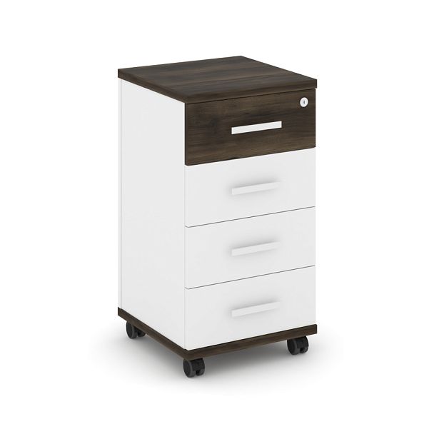 Concept Тумба мобильная 4 ящ. CN.TUM-005 W Дуб Мали/Белый Бриллиант/Металл Белый 420*420*782 - Вид 1