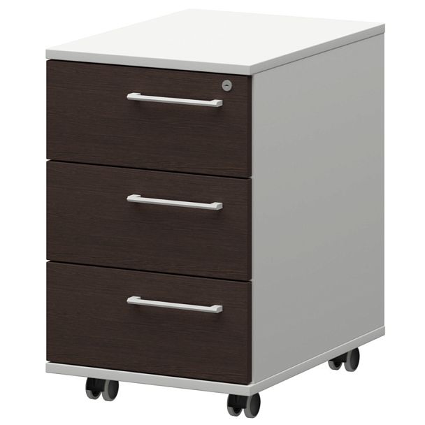 Тумба мобильная/подвесная левая KZT-61L Дуб венге/Белый 416x568x648 Кортез - Вид 1