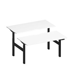 Рабочая станция на электроприводе с вырезами Elevo А2 ЧР 103.2 БП белый премиум / черный гладкий - Фото предпросмотра