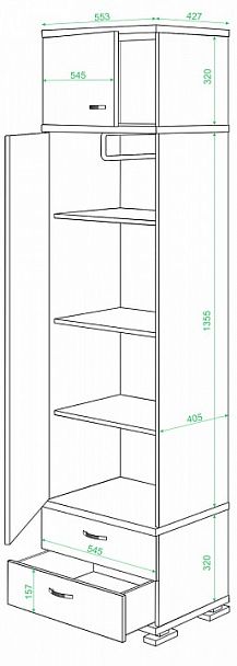 Шкаф платяной КС-10 Карамель/Шамони - Вид 2