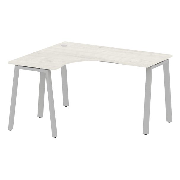 Metal System Стол криволинейный левый на А-образном м/к БА.СА-3 (L) Дуб наварра/Серый металл 1400*1200*750 - Вид 1