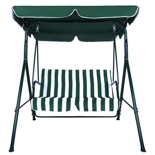 Качели садовые DASWERK (ДАСВЕРК) "RELAX SC-001", 2 места, Ш140хГ110хВ153 см, мягкое сиденье, зеленый/белый, 680050 - Вид 4
