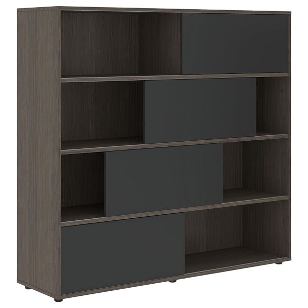 Шкаф с дверьми купе VMCS 1615 Яшма черный/Дуб Сильвер 1600х450х1517 VELION - Вид 1